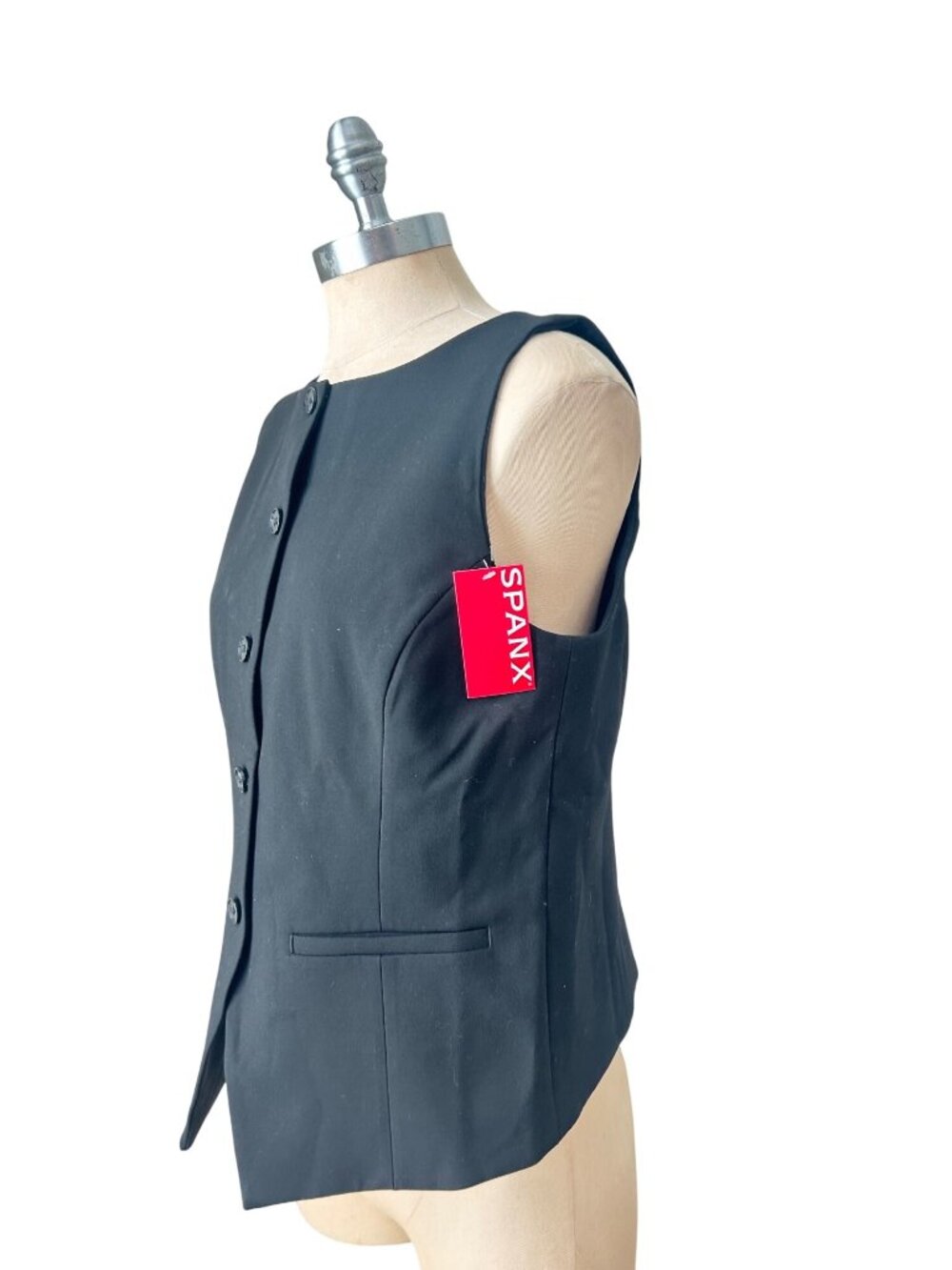 SPANX Black WellSuited Tailored Button-Down Vest size medium NWT - Picture 6 of 9